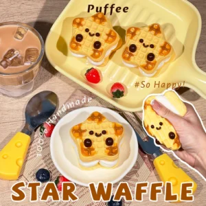 Star Waffle Food-grade Silicone Squishy Toy, Handmade Taba Squishy,