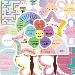 60pcs Cartoon Calm Sensory Stickers Rainbow Wind Warm Sooth Breathe