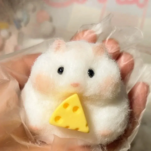 Taba Squishy Toy Mushy Silicone Mochi Toy Fuzzy Cute Hamster Handmade