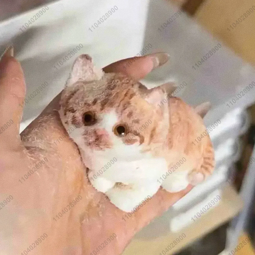 Big Kitty Cat Taba Squishy Silicone Handmade Fuzzy Kitten Soft Cat - Image 4