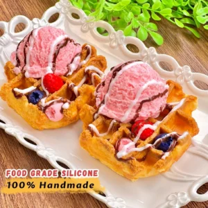 Ice Cream Waffle Taba Squishy, Handmade Creamy Soft Slow Rebound